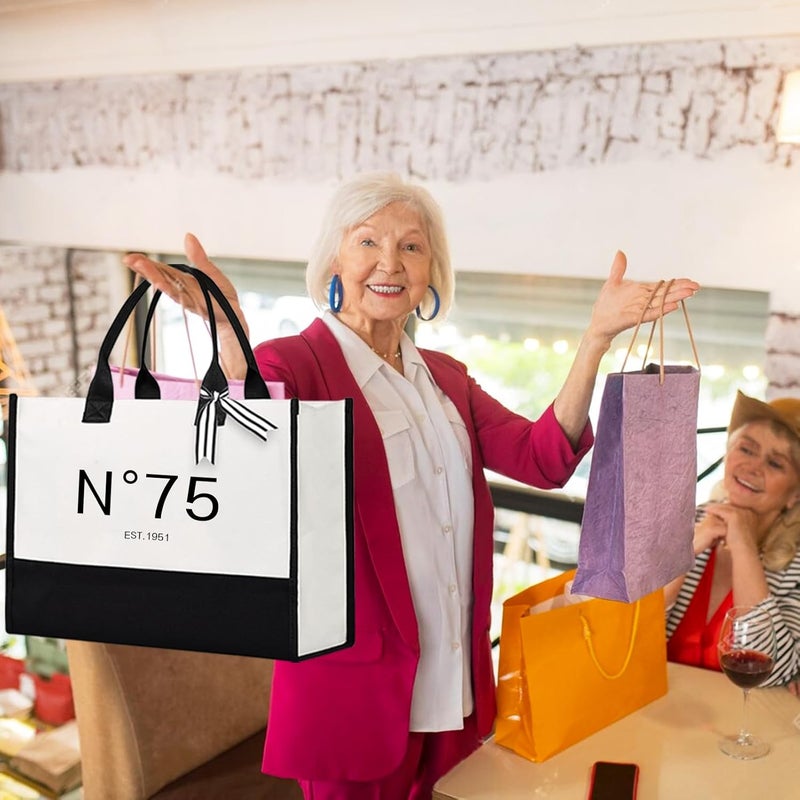 Lamyba 75th Birthday Gifts for Her, 75s Birthday Decorations for Women/Wife/Mom/Friends/Sister, Back in 1951 Poster, N 75 Tote Bag - Image 5